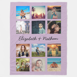 Creëer Uw eigen aangepast 12-fotocollage lavender Fleece Deken