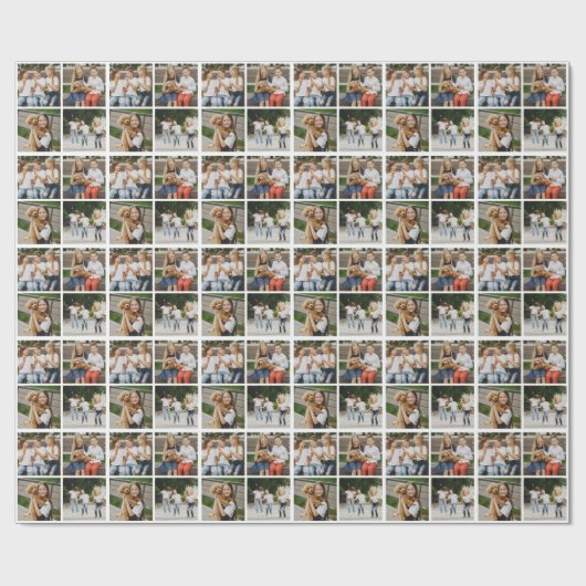 Creëer Uw Eigen Aangepast 4 Fotoraster Cadeaupapier (Vlak)