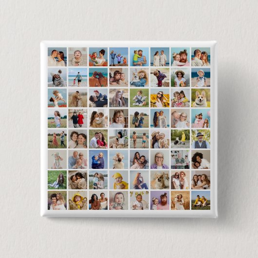 Creëer Uw eigen Aangepast 64 Fotocollage Vierkante Button 5,1 Cm (Voorkant)