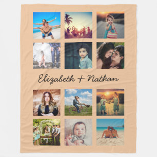 Creëer Uw eigen aangepaste 12 fotocollage-reeks Fleece Deken