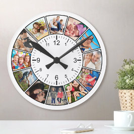 Creëer Uw eigen aangepaste 12 fotocollage-reeks Ronde Klok