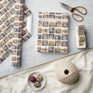 Creëer uw eigen aangepaste 9-fotorooster cadeaupapier