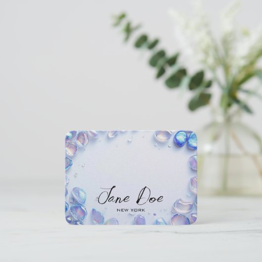 Creëer uw eigen aangepaste blauwe opaalstenen visitekaartje (Staand voorkant)