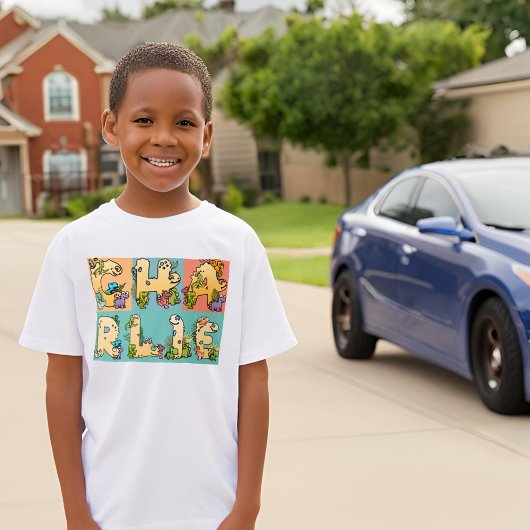 Creëer Uw eigen aangepaste Dino alfabet naam T-shirt