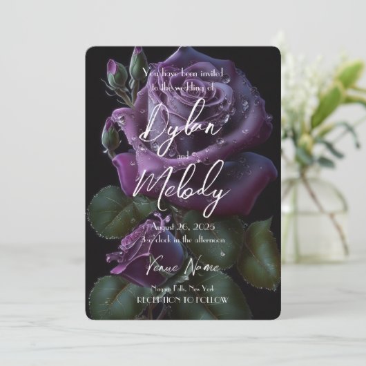 Creëer Uw Eigen Aangepaste Donker Paarse Rozen Kaart (Staand voorkant)