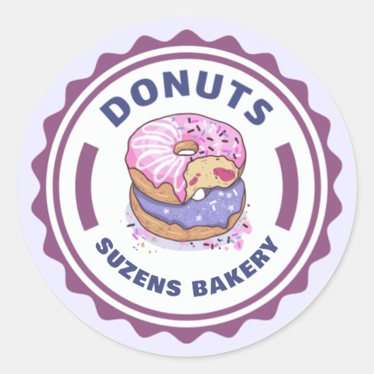 Creëer Uw eigen aangepaste Donut Shop Bakkerij Ronde Sticker (Voorkant)