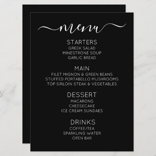 Creëer uw eigen aangepaste evenementenmenu menu (Voorkant / Achterkant)