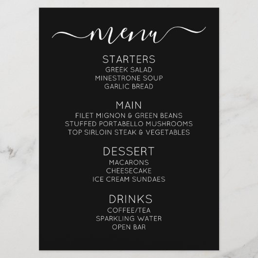 Creëer uw eigen aangepaste evenementenmenu menu (Voorkant)