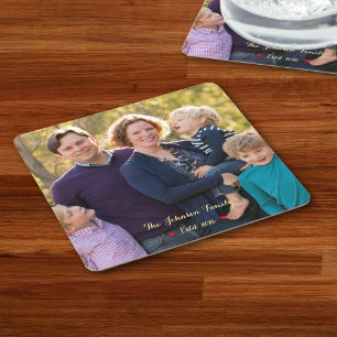 Creëer uw eigen aangepaste familie fotopapier Onde Vierkante Kartonnen Onderzetter