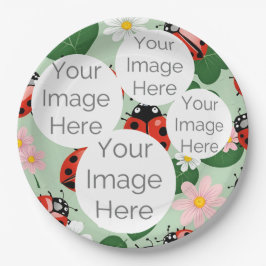 creëer uw eigen aangepaste foto tekst lieveheersbe papieren bordje