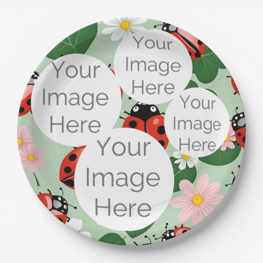 creëer uw eigen aangepaste foto tekst lieveheersbe papieren bordje (Voorkant)