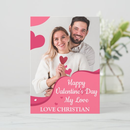 Creëer uw eigen aangepaste foto-Valentijnsdag Feestdagenkaart (Staand voorkant)