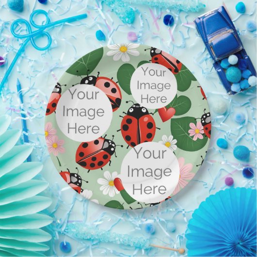 creëer uw eigen aangepaste fototekst lieveheersbee papieren bordje (Feest)