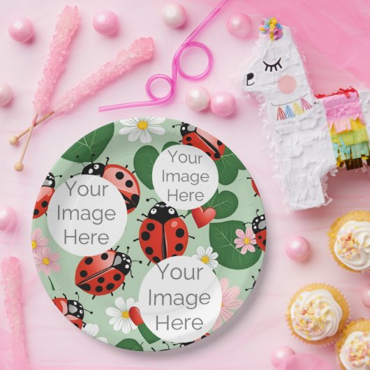 creëer uw eigen aangepaste fototekst lieveheersbee papieren bordje (Feest)