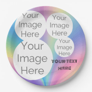 creëer uw eigen aangepaste fototekst Pastel Rainbo Papieren Bordje