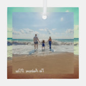 Creëer Uw eigen aangepaste gedenkbare familie foto Glas Ornament (Achterkant)