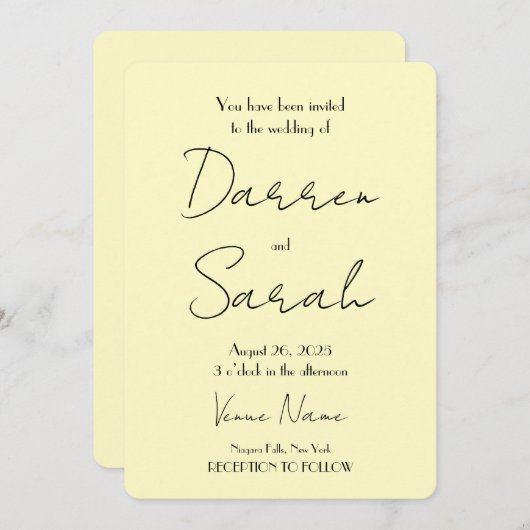 Creëer uw eigen aangepaste gele bruiloft kaart (Voorkant / Achterkant)