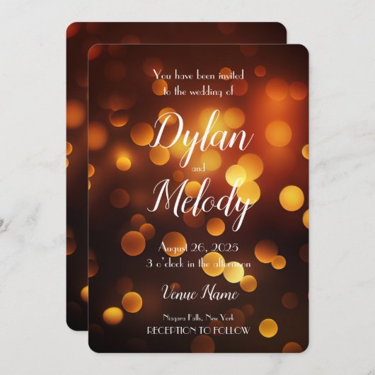 Creëer Uw Eigen Aangepaste Herfst Gouden Bokeh Bru Kaart (Voorkant / Achterkant)