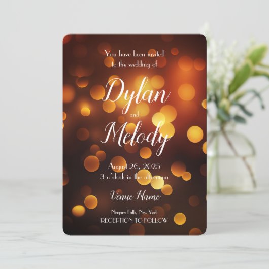 Creëer Uw Eigen Aangepaste Herfst Gouden Bokeh Bru Kaart (Staand voorkant)