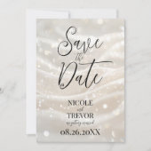 Creëer uw eigen aangepaste ivoren witte golven save the date (Voorkant)