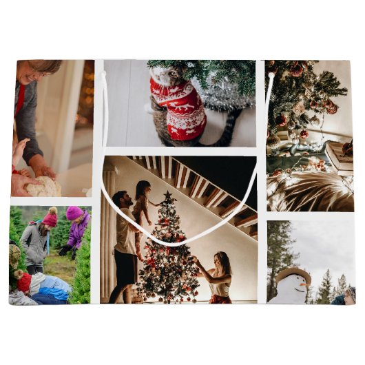 Creëer Uw eigen aangepaste kerstcollage voor foto' Groot Cadeauzakje (Voorkant)