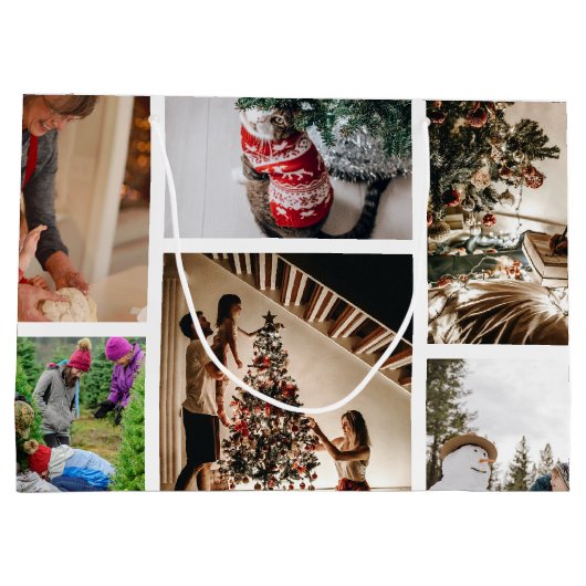 Creëer Uw eigen aangepaste kerstcollage voor foto' Groot Cadeauzakje (Achterkant)