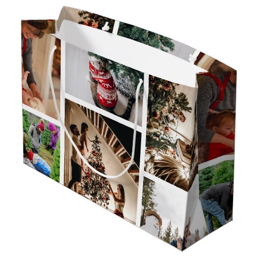 Creëer Uw eigen aangepaste kerstcollage voor foto' Groot Cadeauzakje (Achterkant Gekanteld)