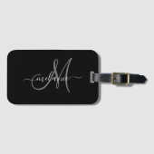 Creëer uw eigen aangepaste monogram en naamscript bagagelabel (Voorkant (horizontaal))