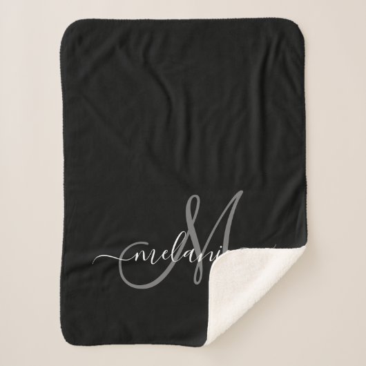 Creëer uw eigen aangepaste monogram en naamscript sherpa deken (Voorkant)