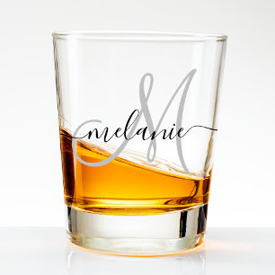 Creëer uw eigen aangepaste monogram en naamscript shot glas