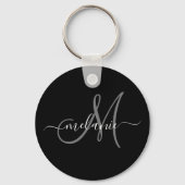 Creëer uw eigen aangepaste monogram en naamscript sleutelhanger (Voorkant)