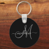 Creëer uw eigen aangepaste monogram en naamscript sleutelhanger (Voorkant)