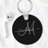 Creëer uw eigen aangepaste monogram en naamscript sleutelhanger