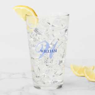Creëer uw eigen aangepaste monogram en noem blauw glas
