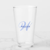 Creëer uw eigen aangepaste monogram en noem blauw glas (Voorkant)