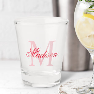 Creëer uw eigen aangepaste monogram en noem rood shot glas