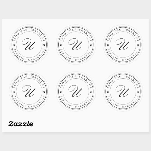 Creëer Uw eigen aangepaste Monogram & Ivy Biblioth Ronde Sticker (Vel)
