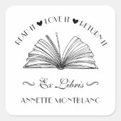 Creëer Uw eigen aangepaste naam Ex Libris Bookplaa Vierkante Sticker (Voorkant)