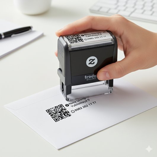Creëer uw eigen aangepaste QR-code Kantoor-adres Zelfinktende Stempel