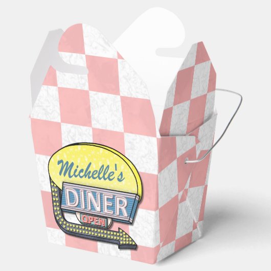 Creëer Uw eigen aangepaste retro 50-gebarentaal 2 Bedankdoosjes (Geopend)