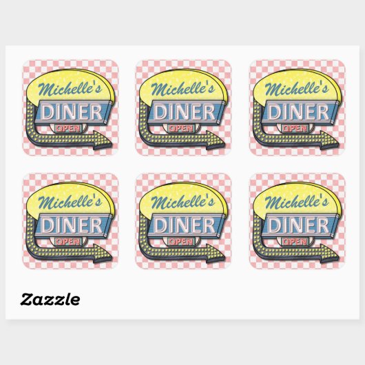 Creëer Uw eigen aangepaste retro 50-gebarentaal 2 Vierkante Sticker (Vel)