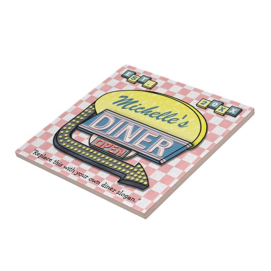 Creëer Uw eigen aangepaste retro 50-gebarentaal Tegeltje (Zijkant)