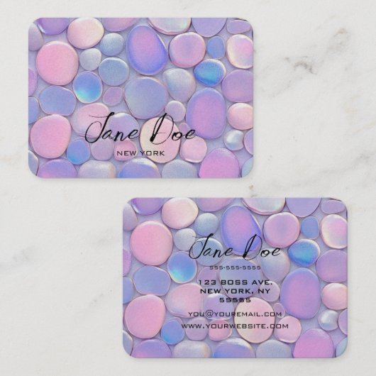 Creëer uw eigen aangepaste roze opaal stenen patro visitekaartje (Voorkant / Achterkant)