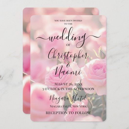 Creëer uw eigen aangepaste  roze rozen kaart (Voorkant / Achterkant)