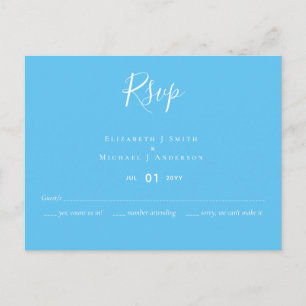 Creëer Uw eigen aangepaste RSVP-bruiloft Aqua Blue Briefkaart
