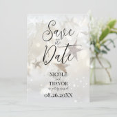 Creëer uw eigen aangepaste sprankelende sterren save the date (Staand voorkant)