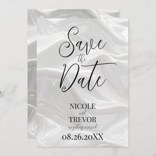 Creëer uw eigen aangepaste witte golven save the date (Voorkant / Achterkant)