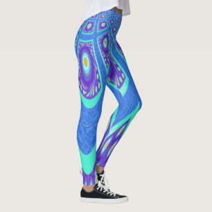 Creëer uw eigen aqua turquoise koraal blauwgroen e leggings