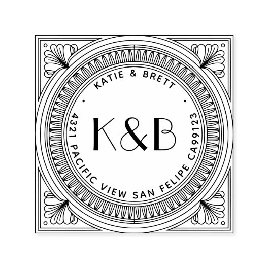 Creëer Uw eigen Art Deco Custom Retour Adres Zelfinktende Stempel (Design)