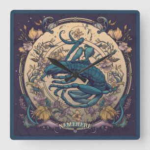 Creëer Uw eigen Art Nouveau Schorpioen Zodiac Vierkante Klok